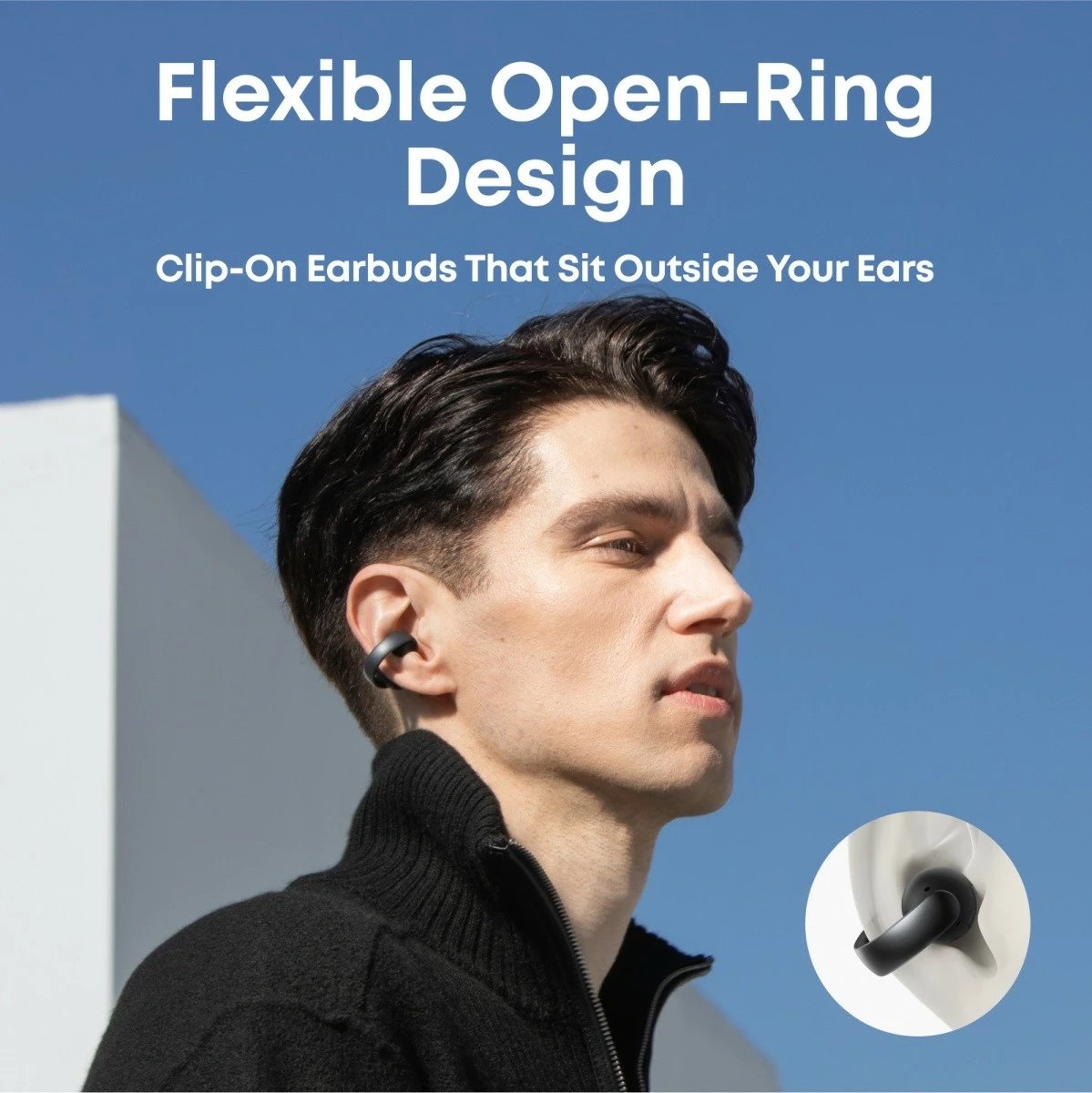 Kufje Bluetooth Anker Soundcore AeroClip A3388G11, Bluetooth 5.4, bateri 24h me kuti, mikrofon, USB-C, të zeza