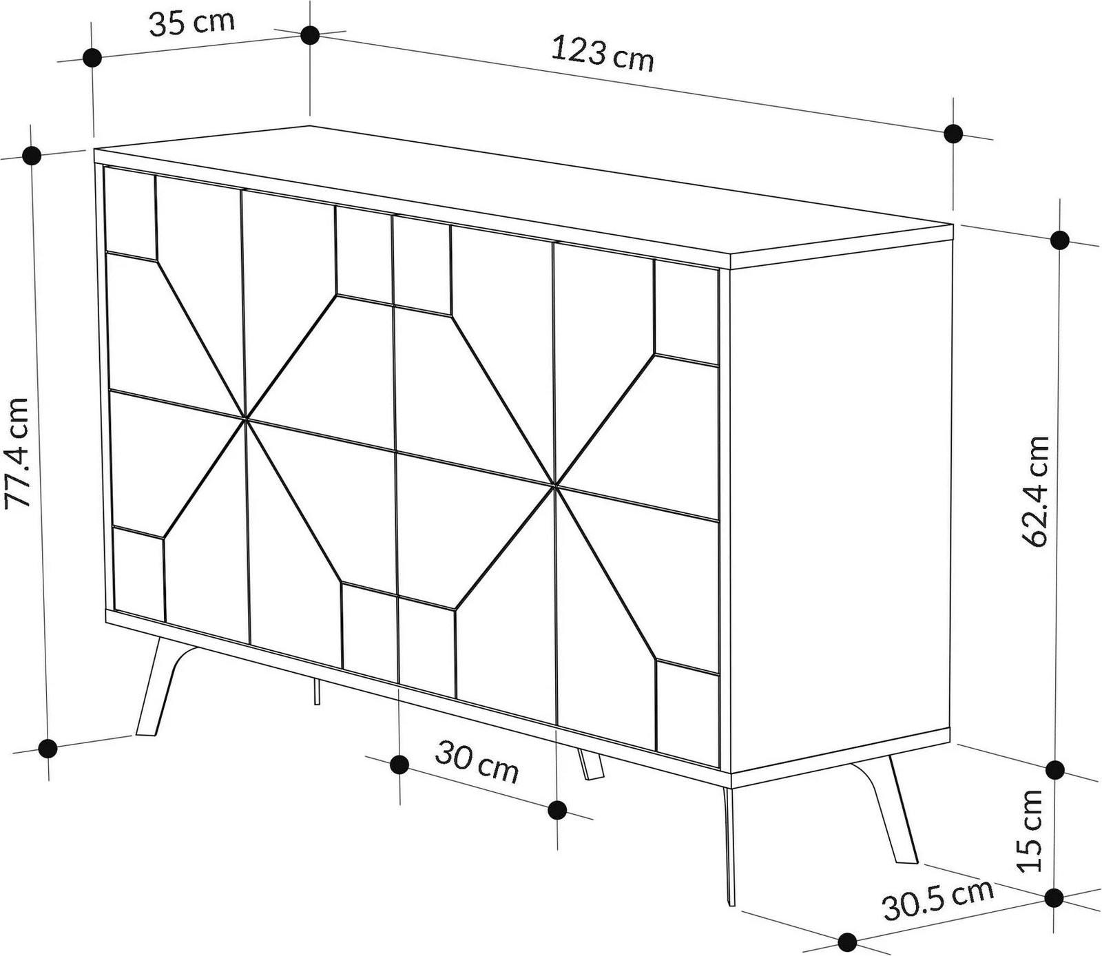 Konsol Skye Decor, ngjyrë antracit, 123x62.4x35cm