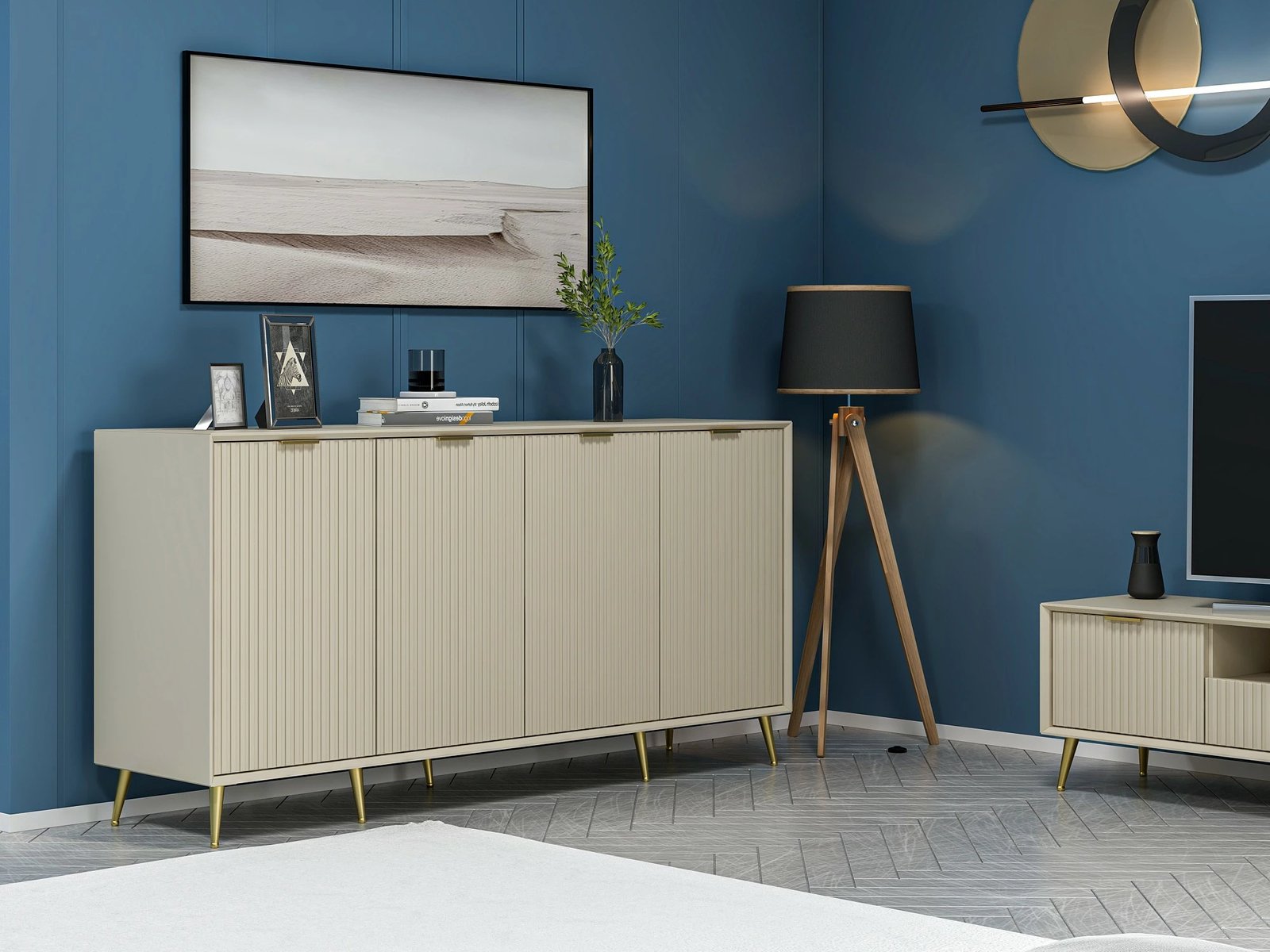 Konsolë Hanah Home, Luxe, ngjyrë rëre