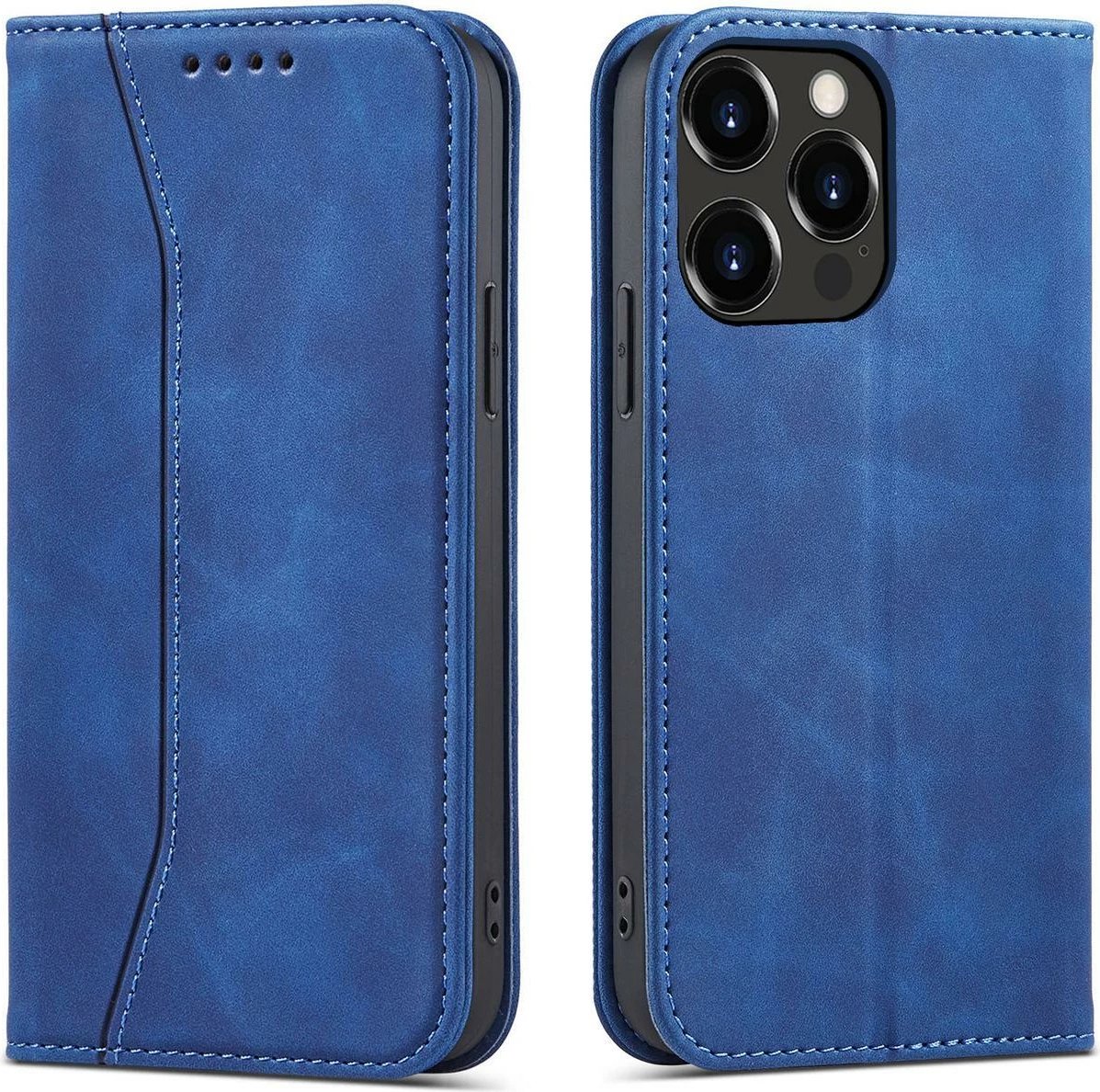 Mbështjellës Hurtel Magnet Fancy Case për iPhone 14 Pro, me kapak, portofol dhe mbajtëse, kaltër
