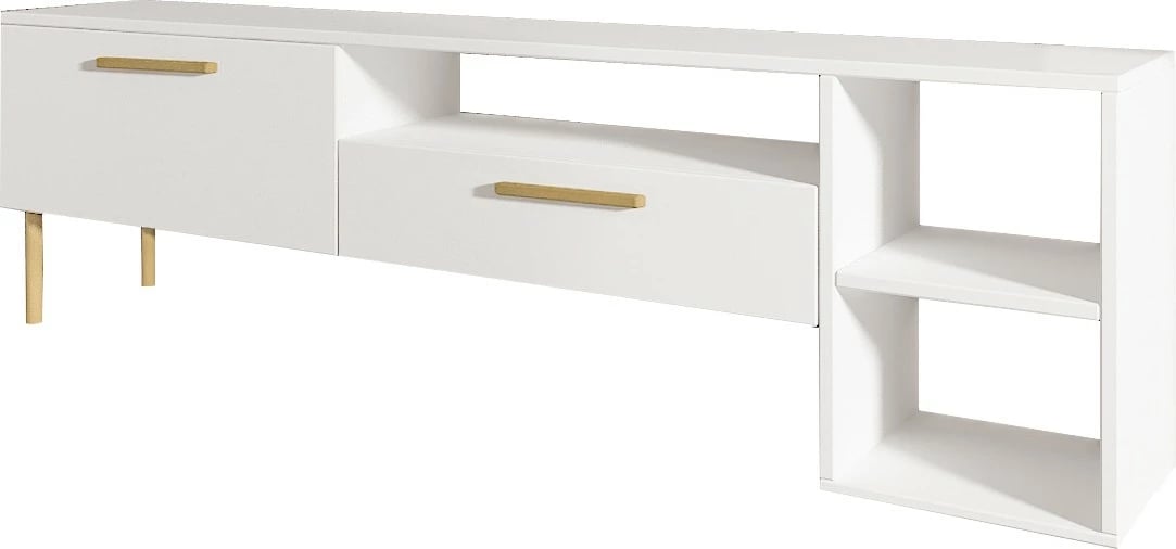 Komodë TV Parion, ngjyrë e bardhë dhe ari