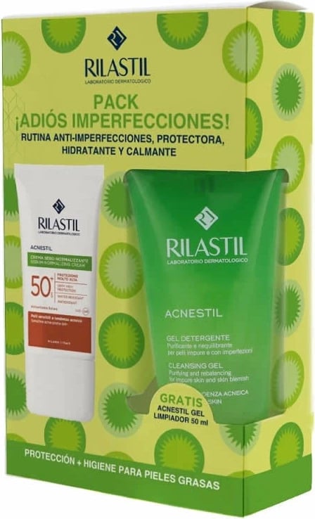 Set për fytyrë Rilastil Sun System Acnestil SPF 50+ unisex, 2 copë