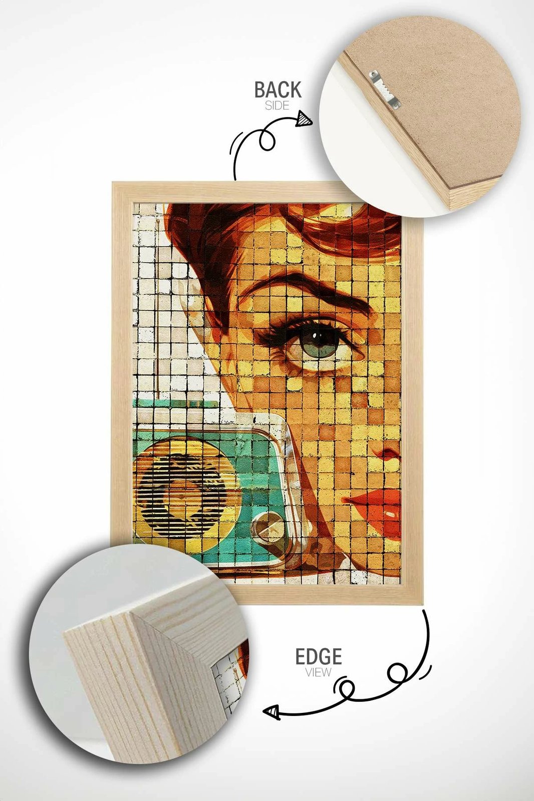 Pikturë dekorative me kornizë, Wallity, Popmosaıc24, shumëngjyrëshe, 33x48cm