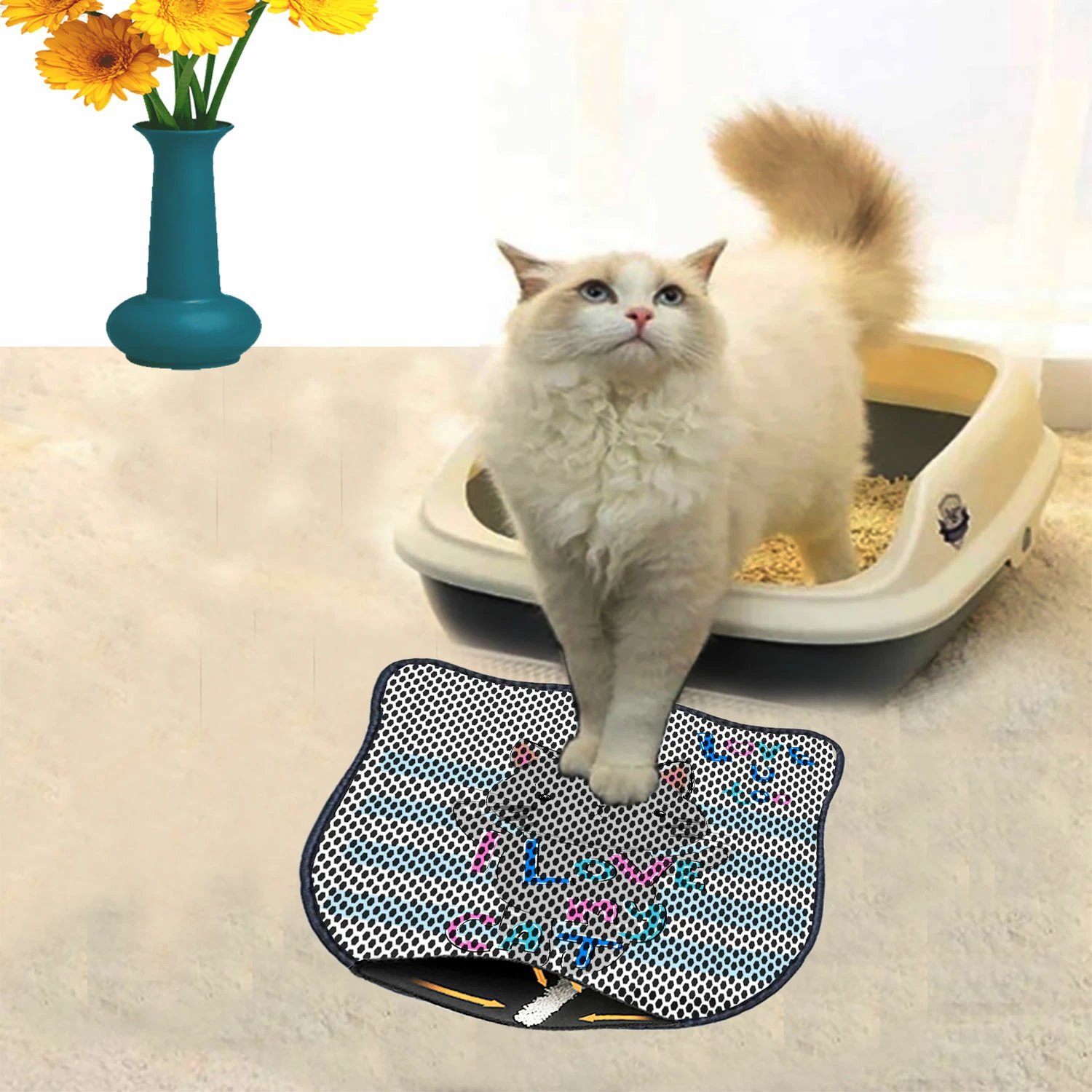 Tapet për rërë mace, shumëngjyrësh, Paws & Whiskers, Kdkafa0209