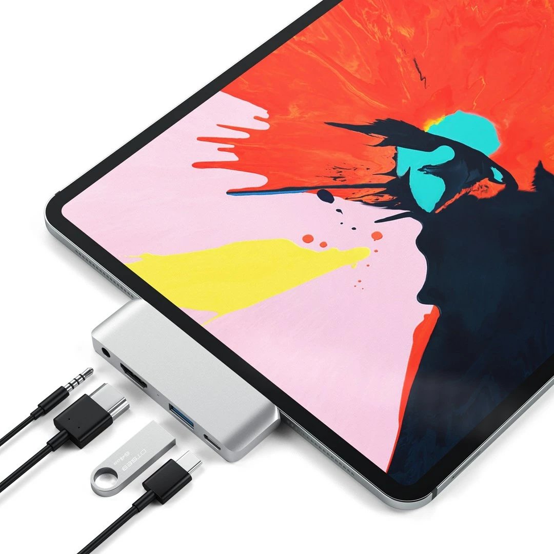 Dock laptopi Satechi ST-TCMPHS, USB Type-C, HDMI, USB 3.2, Argjendtë