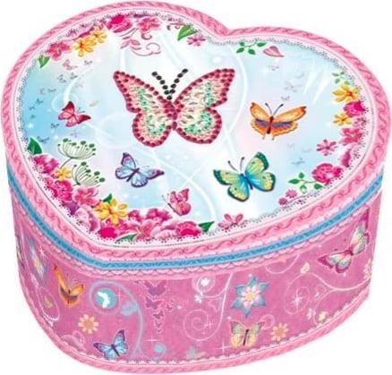Kuti muzikore Pulio Pecoware Music Box Heart - Butterflies 2, Rozë, për vajza