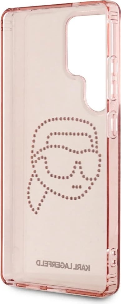 Mbështjellës Karl Lagerfeld Rhinestones K. Head Logo për Samsung Galaxy S25 Ultra, Rozë