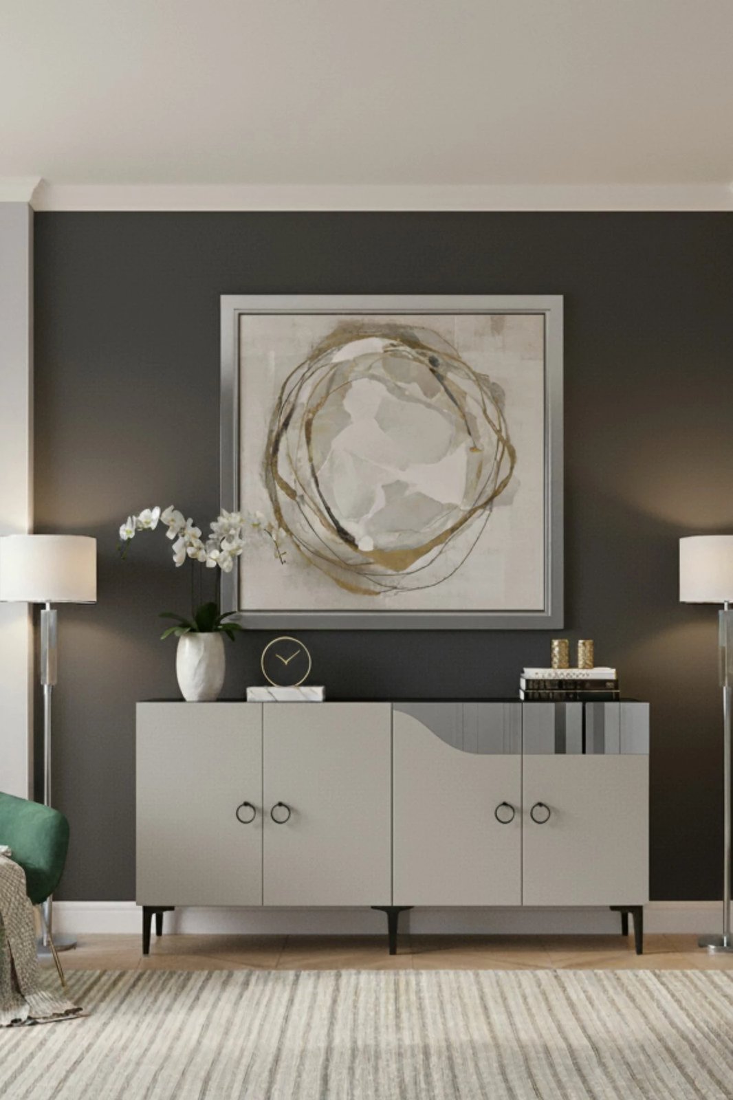 Konsol Skye Decor, Gama 150, e bardhë, argjend