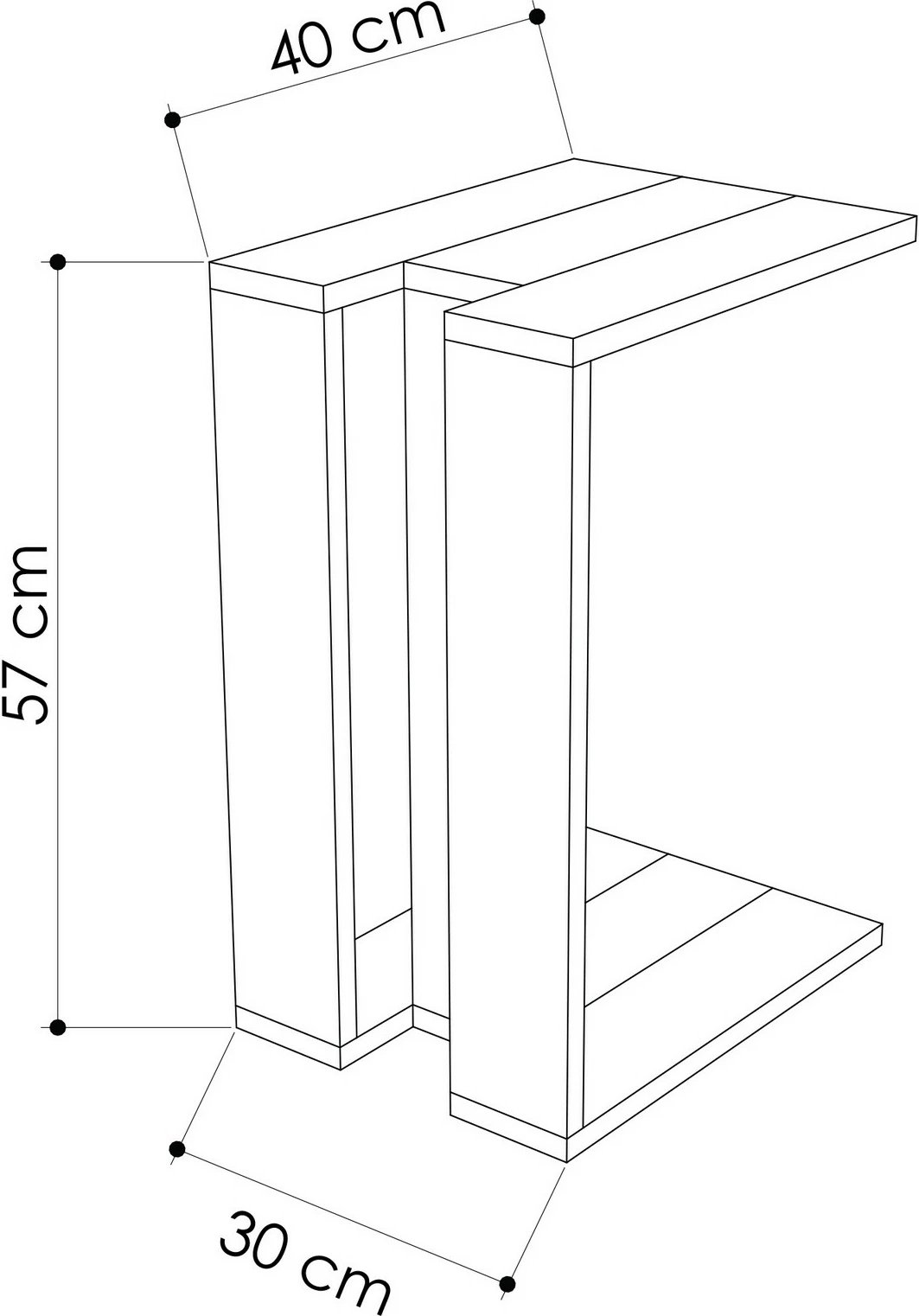 Tavolinë anësore Skye Decor, Muju, e bardhë