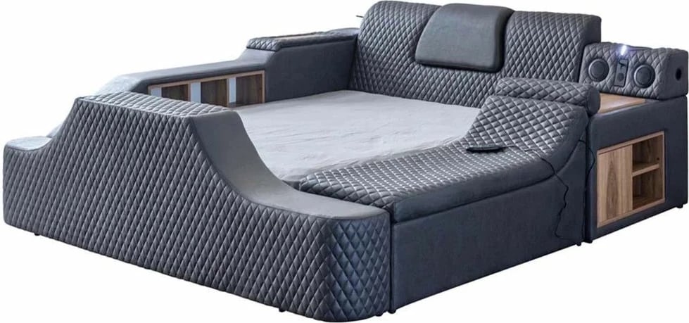 Krevat dopio me funksione smart, ngjyrë e zezë, Skye Decor Escape