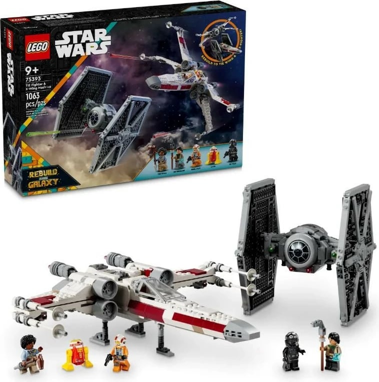 Set LEGO Star Wars 75393 Hybrid TIE Fighter dhe X-Wing, 1063 pjesë, ekstra i madh