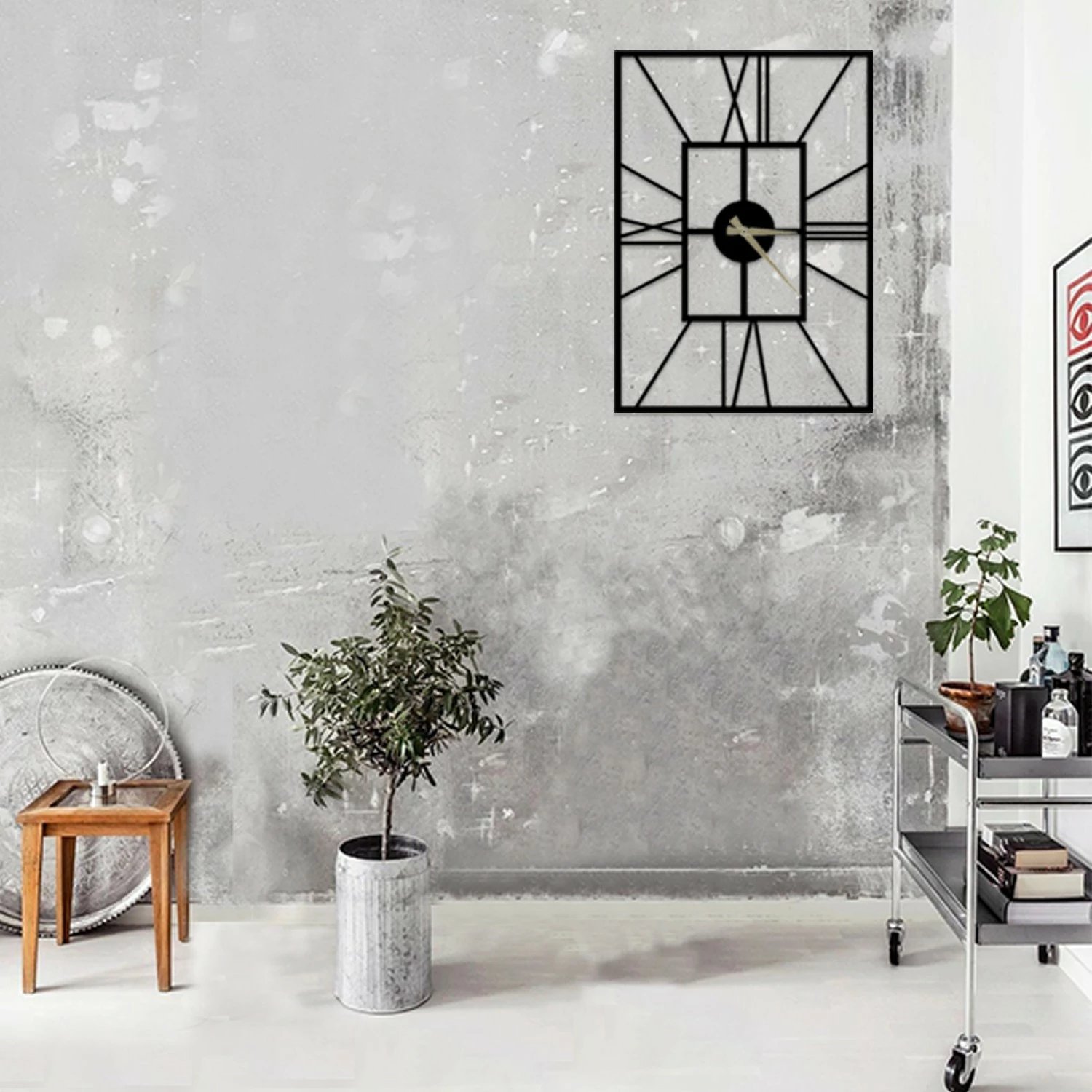 Orë muri dekorative metalike Wallity, Asalet, e zezë, 50x70cm