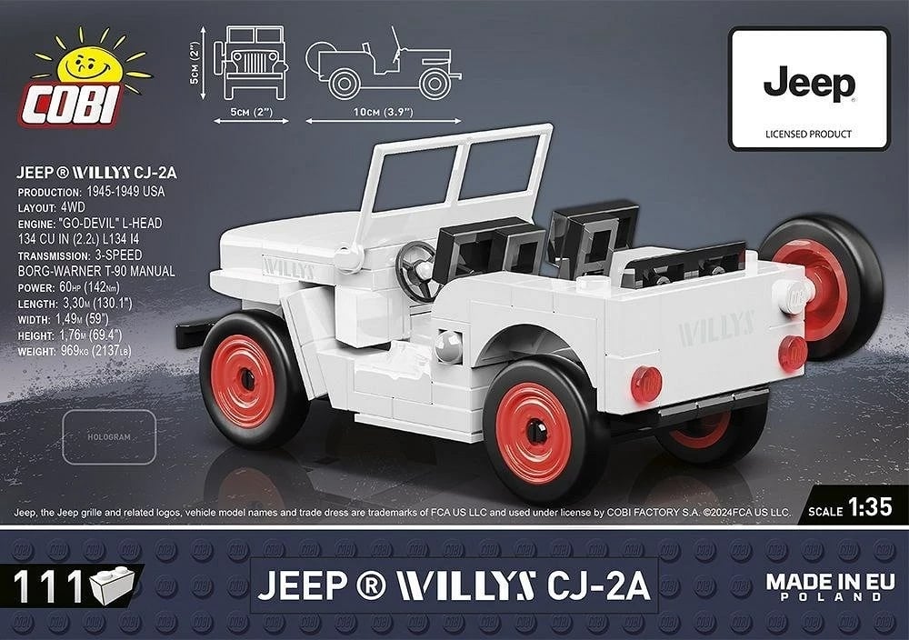 Set blloqe ndërtimi COBI Jeep Willys CJ-2A, 111 pjesë, zi