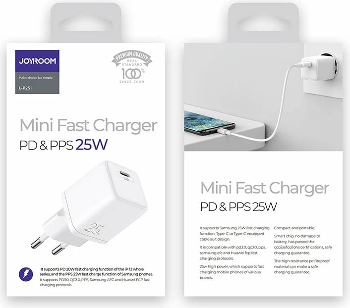 Karikues mur Joyroom L-P251, USB Type C, 25W, i bardhë
