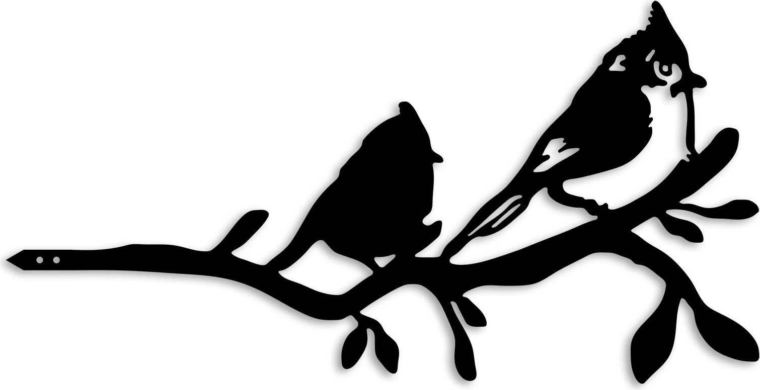 Dekor për kopsht, zogj në degë, ngjyrë e zezë, Aberto Design, 45x23cm