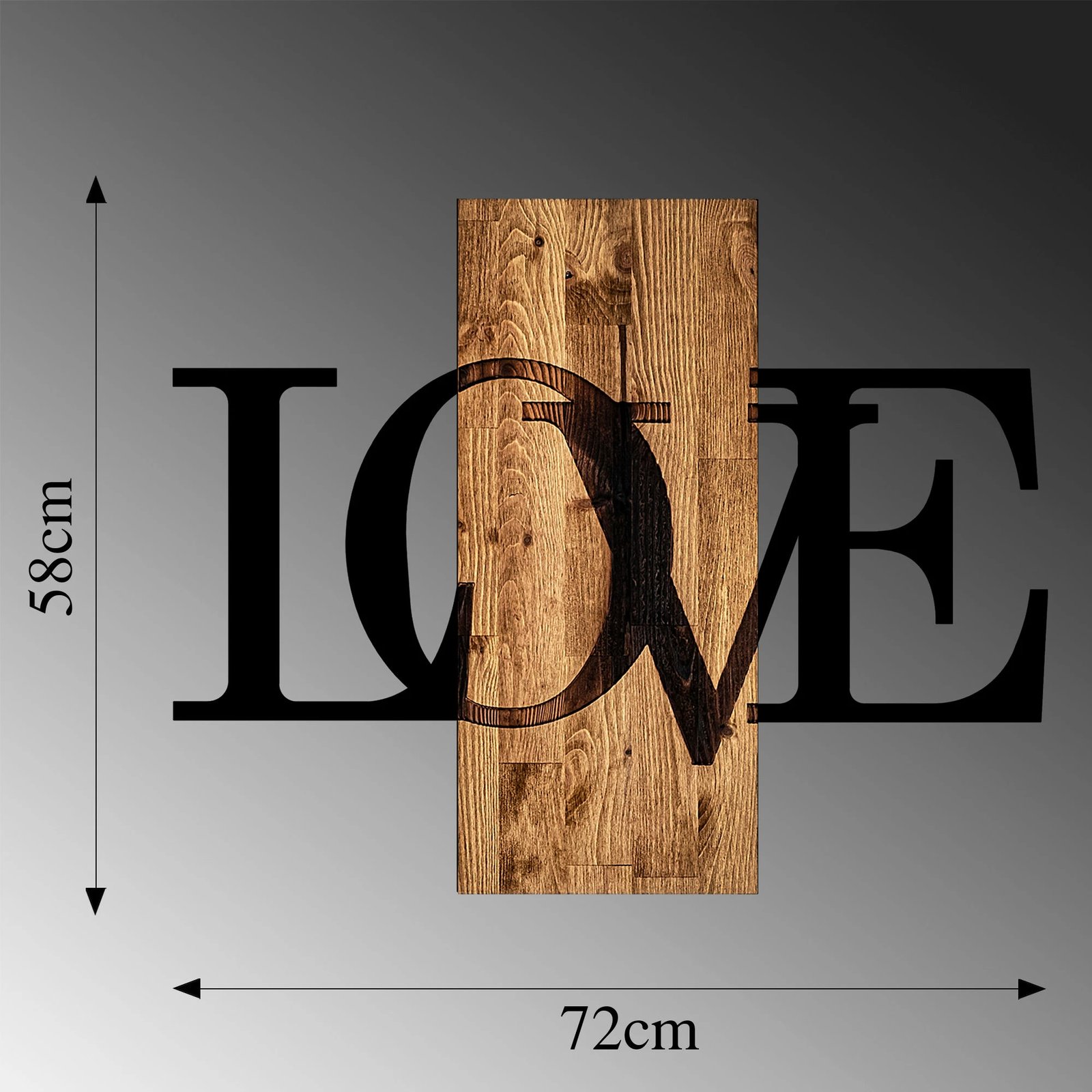 Aksesor dekorativ për mur, dru dhe metal, ngjyrë arre dhe e zezë, Wallity MA-303, 58x73cm