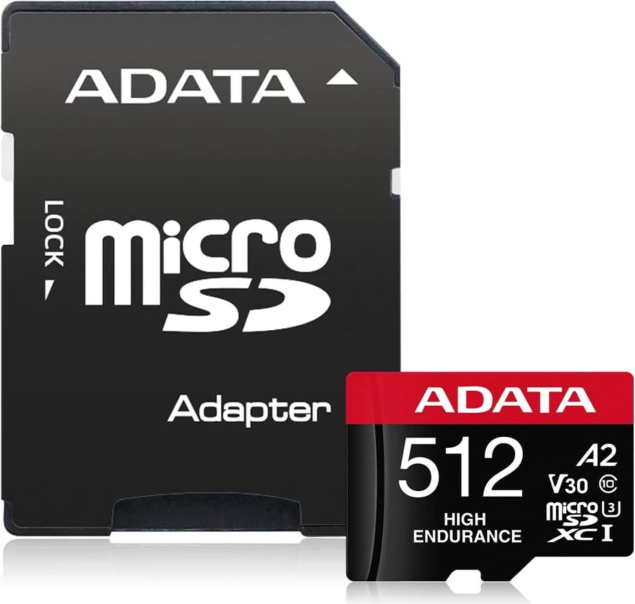 Kartelë memorie ADATA High Endurance 512 GB MicroSDXC, e kuqe, me adapter