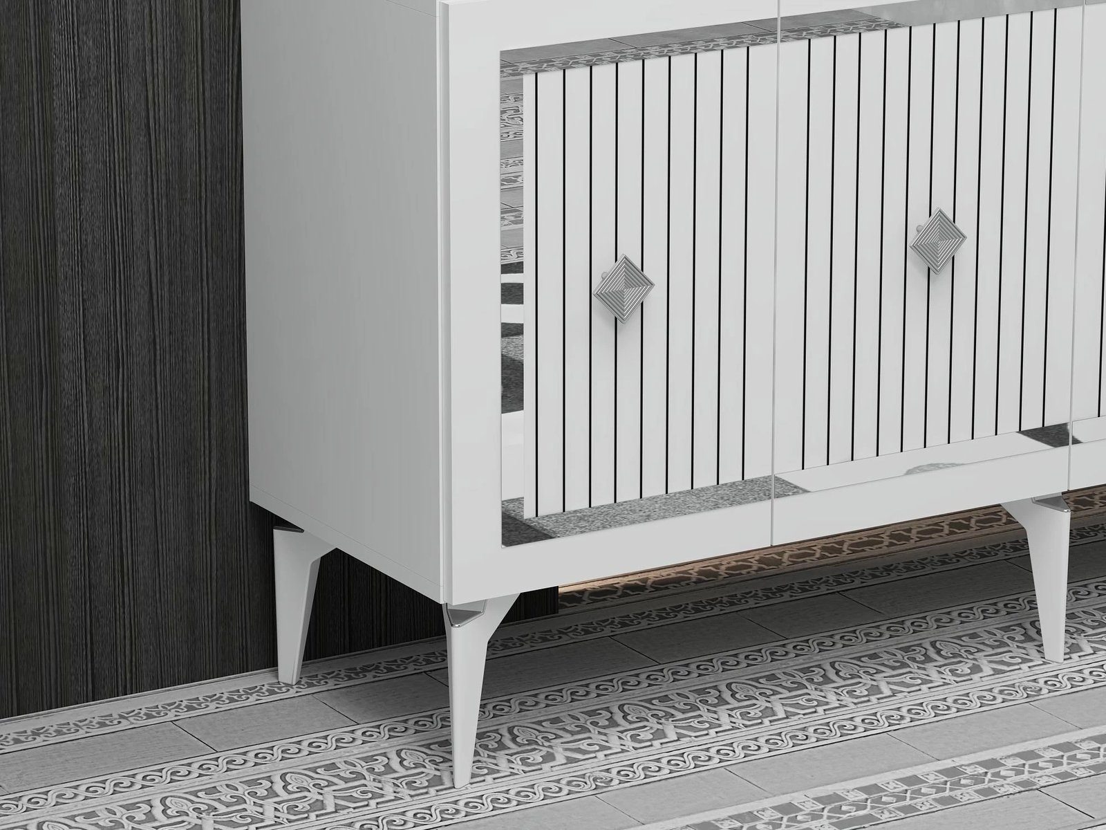 Konsolë Skye Decor, e bardhë, argjend