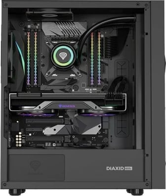 Kasë Natec Genesis Diaxid 605F, Midi Tower, ATX, USB-C, e zezë Kasë Natec Genesis Diaxid 605F, Midi Tower, ATX, USB-C, e zezë