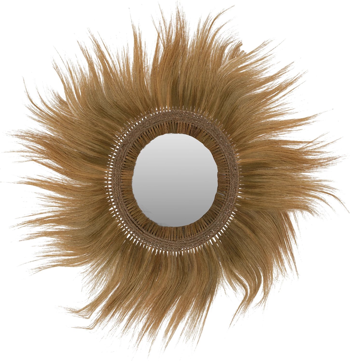 Pasqyrë rrethore, kornizë prej fibrash bari Rayung, ngjyrë e gjelbër, 130x4x130H cm, FH7802