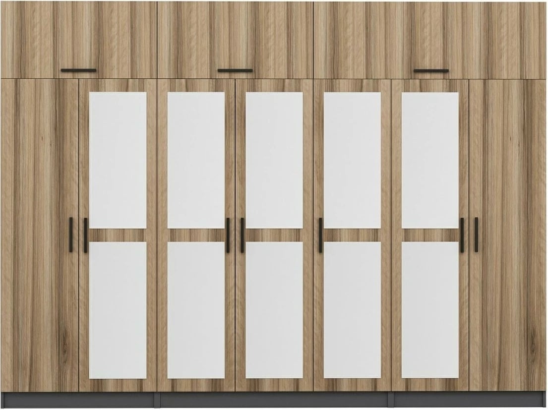 Dollap garderobe Skye Decor, ngjyrë arrë dhe antracit, 315x235x52cm