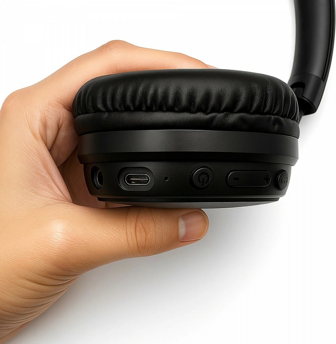 Kufje pa tela Media-Tech MT3611, ANC, Bluetooth 5.3, 3.5 mm dhe USB-C, mbi vesh, e zezë