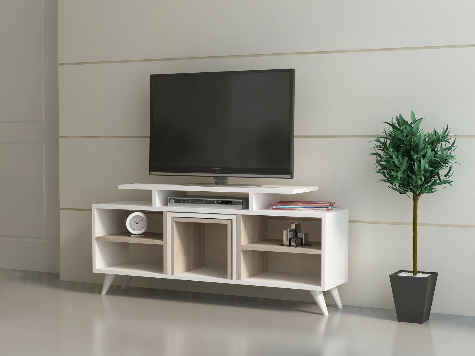Set komodë TV Hanah Home, Kutay, e bardhë dhe Cordoba