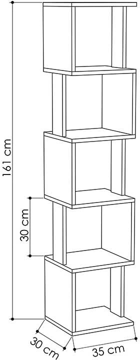 Raft librash - Kolonë Piri, ngjyrë lisi-antracit, 35x30x161cm
