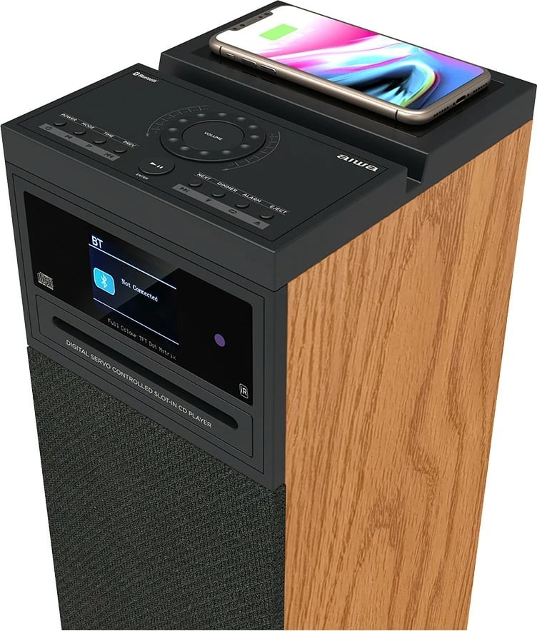 Altoparlant kolonë AIWA TSBT-360, 2.1, 60W, Bluetooth, CD, USB, i zi, bazë dru