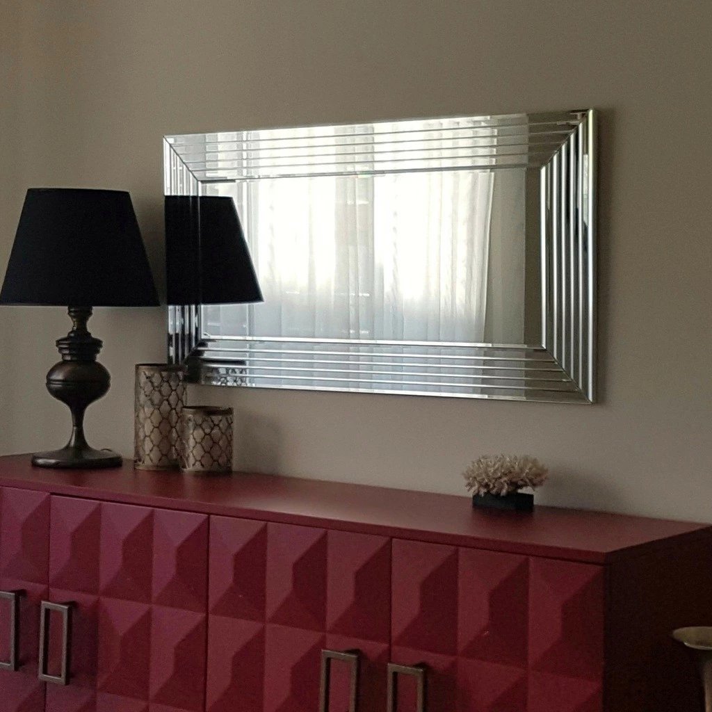 Pasqyrë moderne Hanah Home, A305Y, ngjyrë argjendi, 130x65cm