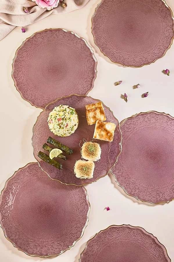 Set pjatash xhami, ngjyrë kumbulle, 6 copë, Hermia Concept, Goblen6