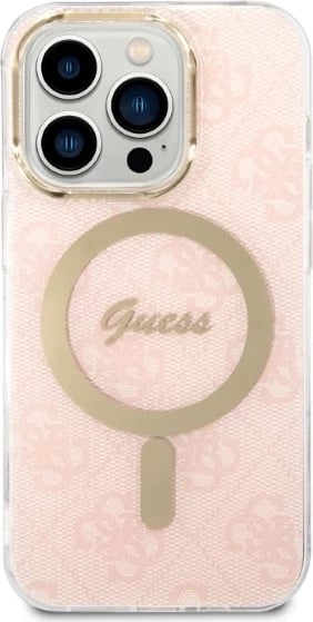 Set mbështjellës Guess GUBPP14LH4EACSP me karikues wireless për iPhone 14 Pro 6.1", rozë