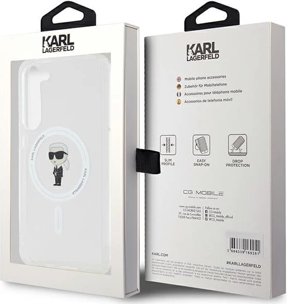 Mbështjellës Karl Lagerfeld IML Ikonik MagSafe për Samsung Galaxy S23+, Transparent