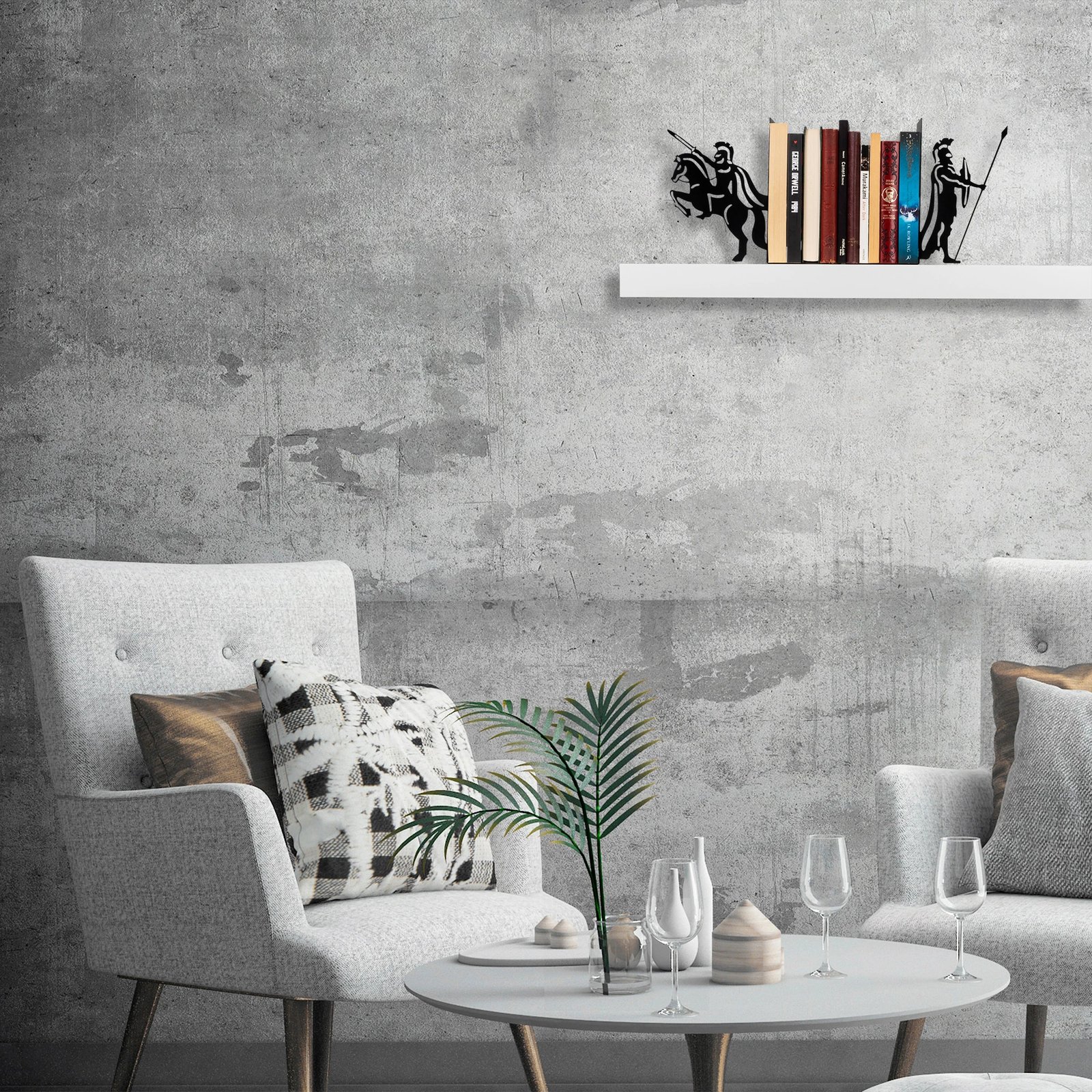 Mbajtës librash metalik Aberto Design, i zi, 40x14x22cm