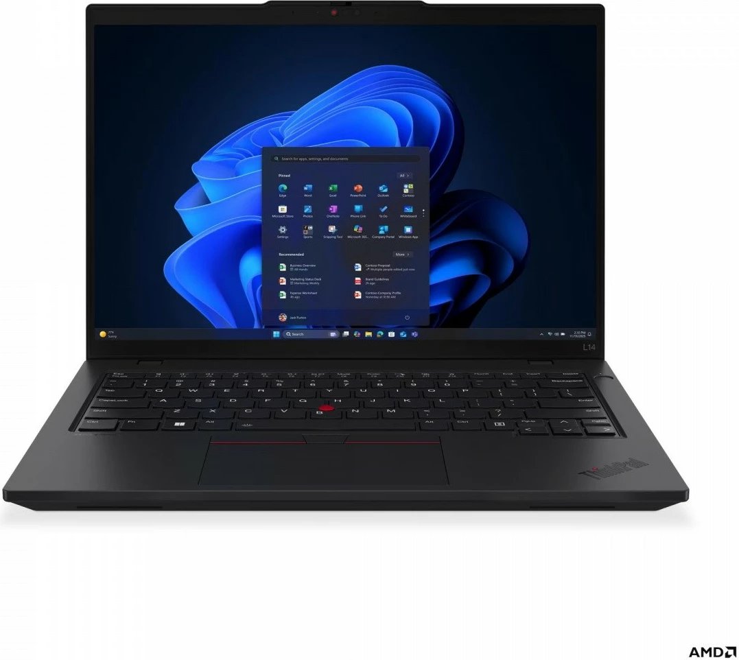 Laptop Lenovo ThinkPad L14 Gen 6 21S8002UPB, AMD Ryzen 7 PRO 250, 14.0" WUXGA IPS matt, 16GB RAM Memorje DDR5, 512GB SSD, Radeon 780M, Wi‑Fi 7, LTE, Windows 11 Pro, e zezë