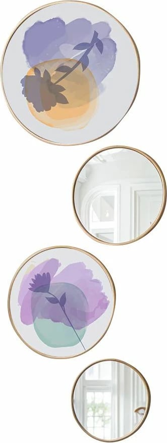 Set dekorativ me piktura MDF të kornizuara dhe pasqyra (4 copë), Wallity, Roundmirrorset - 0005