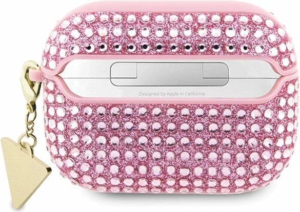 Mbështjellës Guess GUAPHDGTPP për AirPods Pro, Rhinestone Triangle, rozë