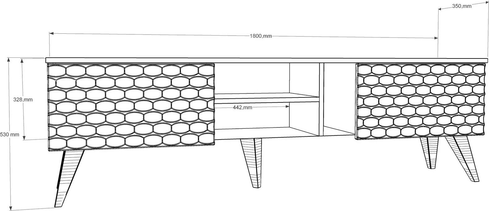 Komodë TV Hanah Home, ngjyrë vezë, e bardhë dhe arre
