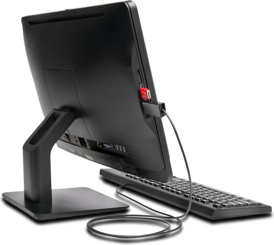 Bllok USB Kensington me mbrojtje kabllo, çelës i sheshtë, zi