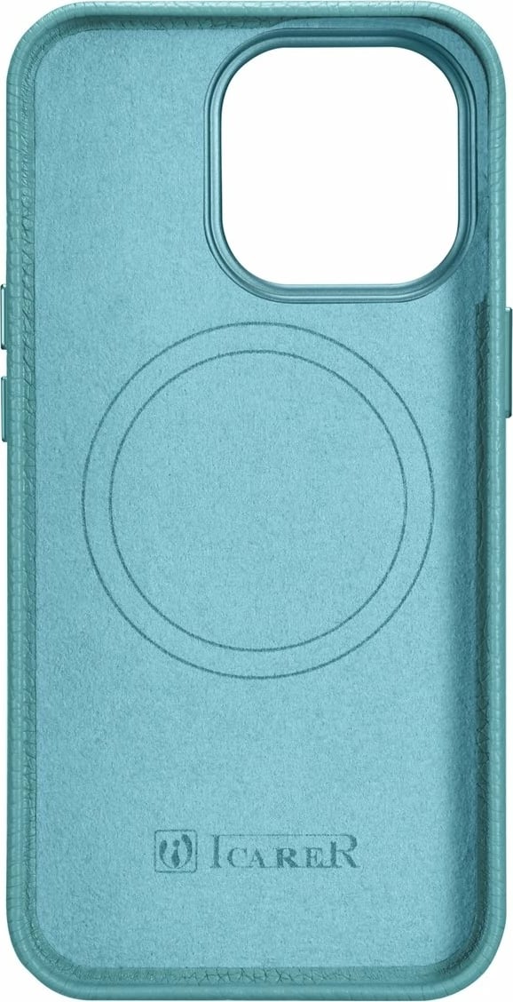 Mbështjellës iCarer Litchi Premium për iPhone 14 Pro, lëkurë natyrale, MagSafe, Jeshil