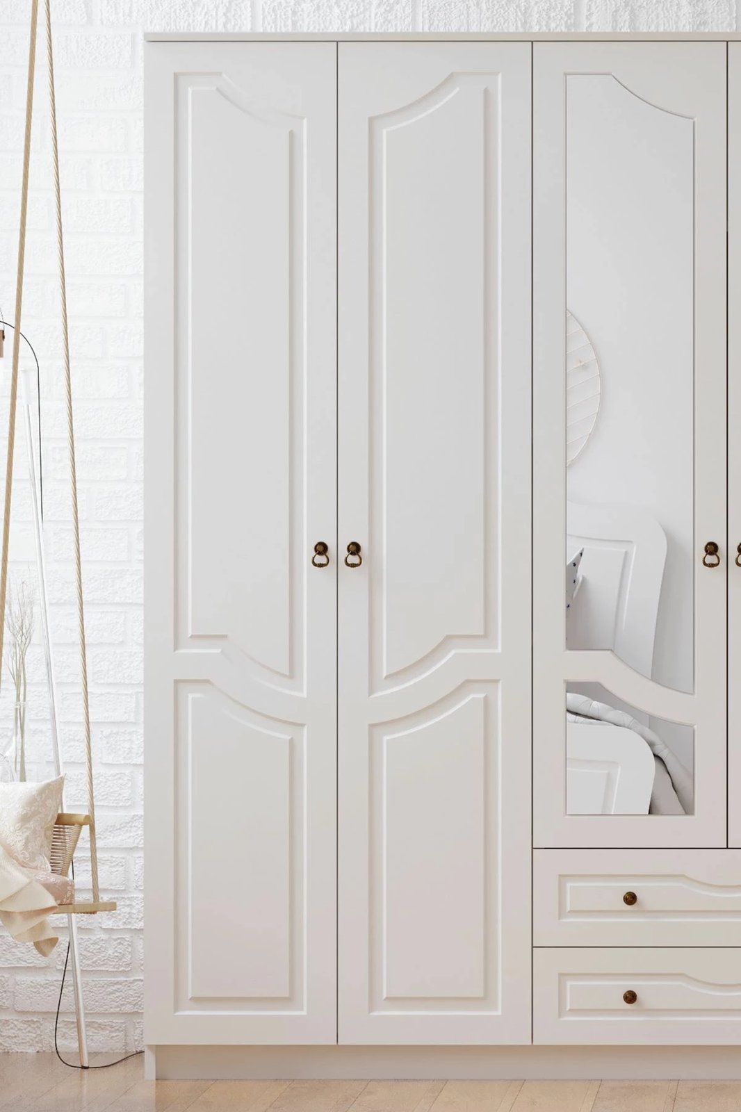 Dollap Skye Decor, RB-107, ngjyrë e bardhë mat, 210x210x52cm