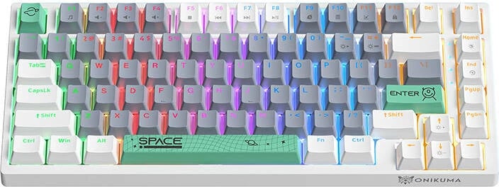 Tastierë mekanike ONIKUMA G52, 82 taste, me kabllo, e bardhë, me ndriçim RGB