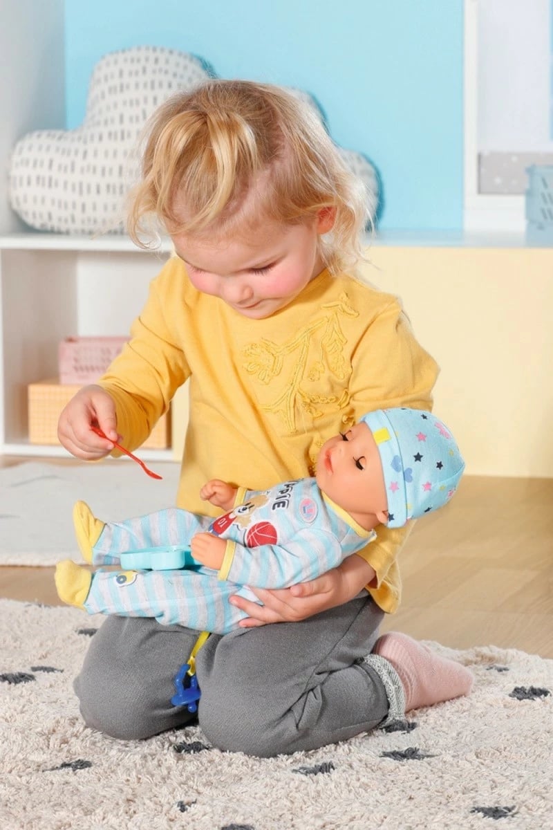 Kukull Baby Born djalë Zapf 36 cm me aksesorë, Blu