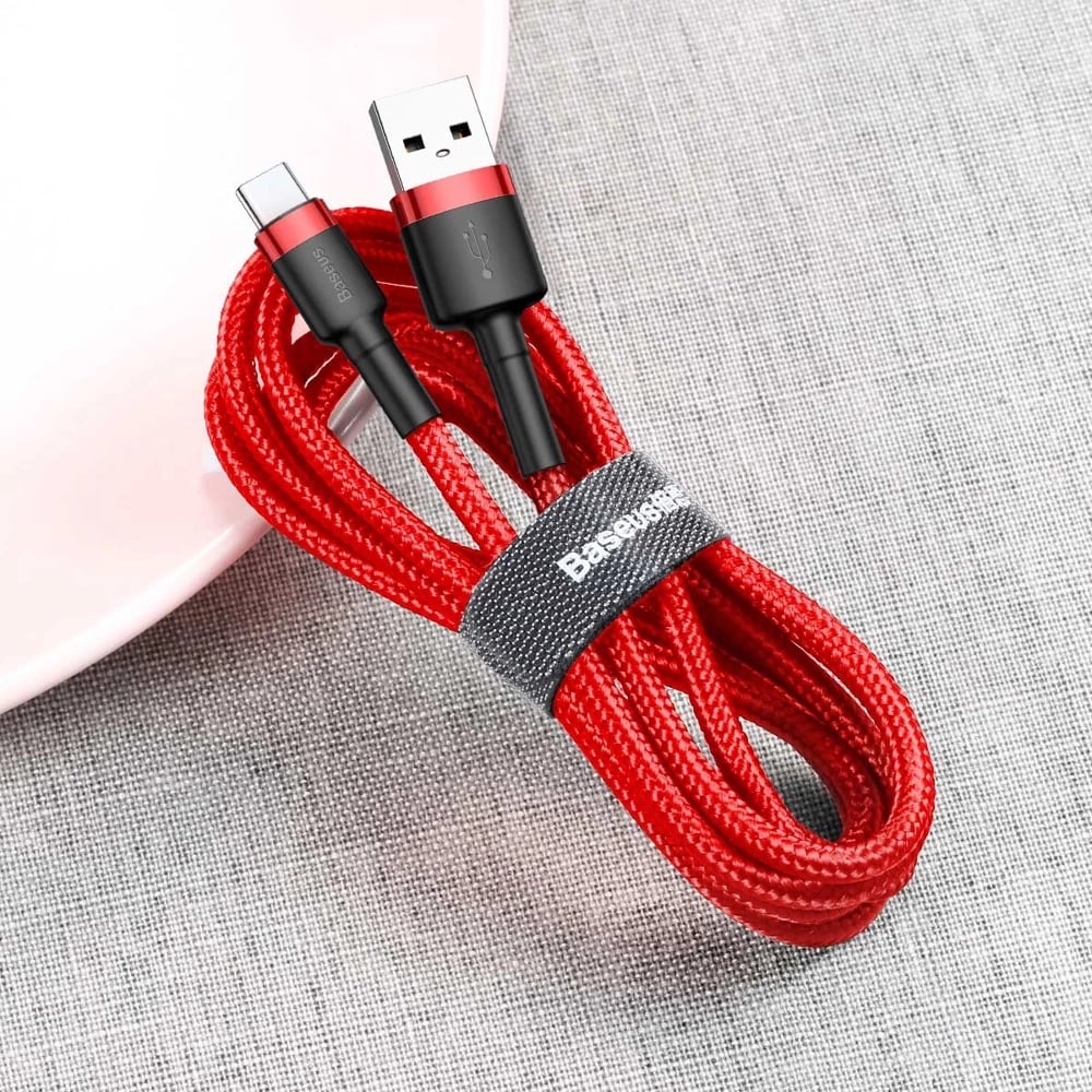 Kabllo Baseus Cafule CATKLF-C09, USB në USB-C, 2m, e kuqe