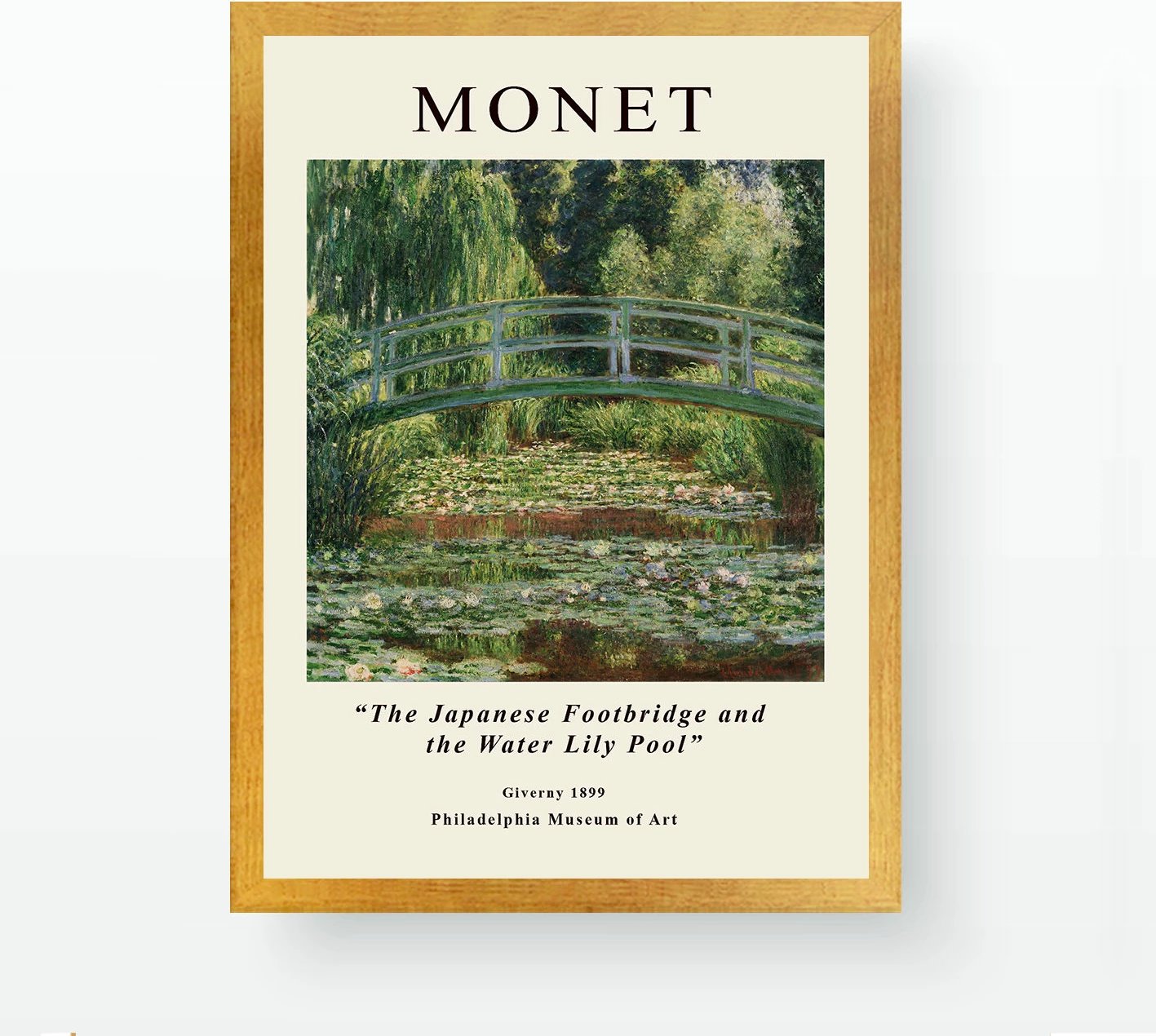 Pikturë dekorative me kornizë, Monet, Ura japoneze dhe pishina me zambakë uji, shumëngjyrëshe, 35x45cm