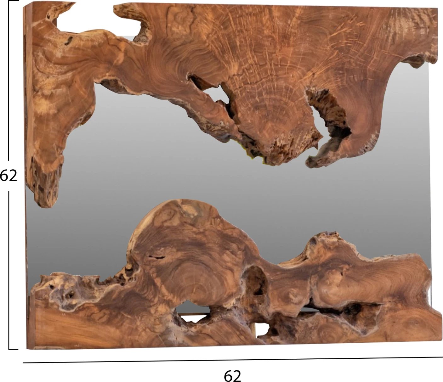 Pasqyrë FH9361 katrore, dru TEAK, ngjyrë natyrale, 62x62x5 cm