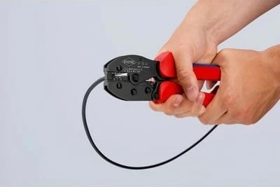 Vegël krimpimi Knipex PreciForce MC4/EVO2, doreza kuqe/blu