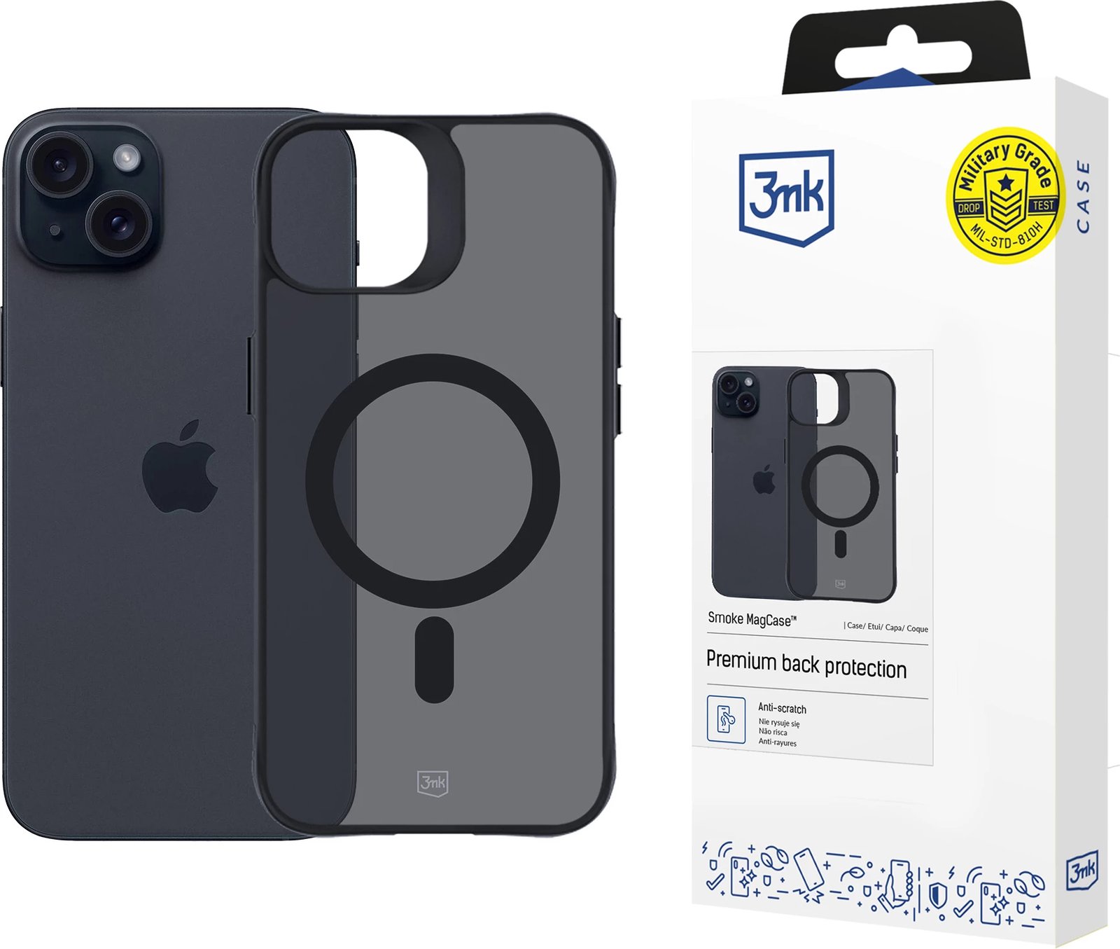 Mbështjellës 3mk Smoke MagCase me MagSafe për iPhone 15 Plus, gjysmë-transparent