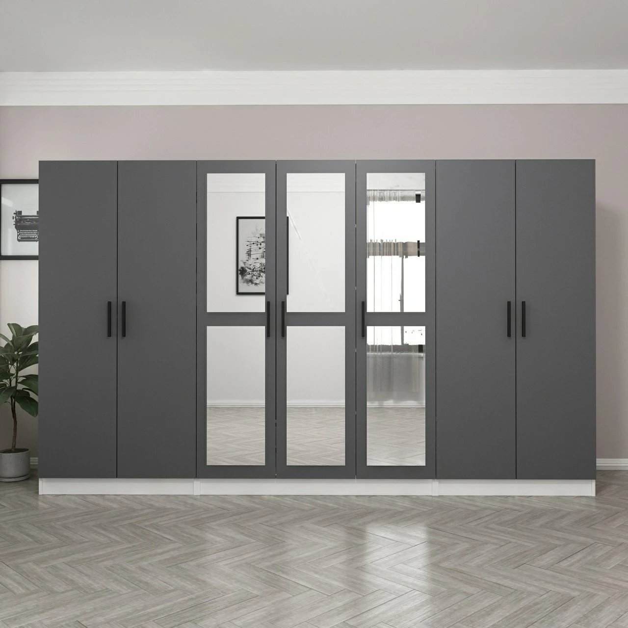 Dollap garderobe Skye Decor, ngjyrë antracit, 4964