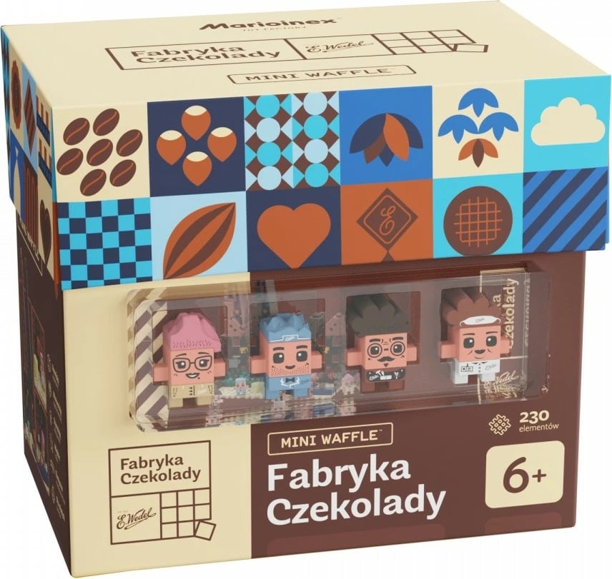 Set lodrash ndërtimi Marioinex Mini Waffle Fabryka Czekolady, 230 elemente, shumëngjyrëshe